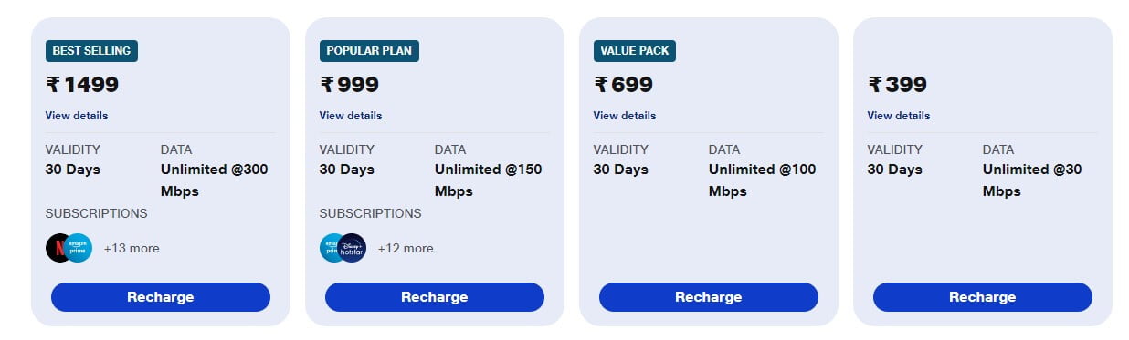 Airtel Xstream fiber vs JIO fiber 2024 speed plan prices?