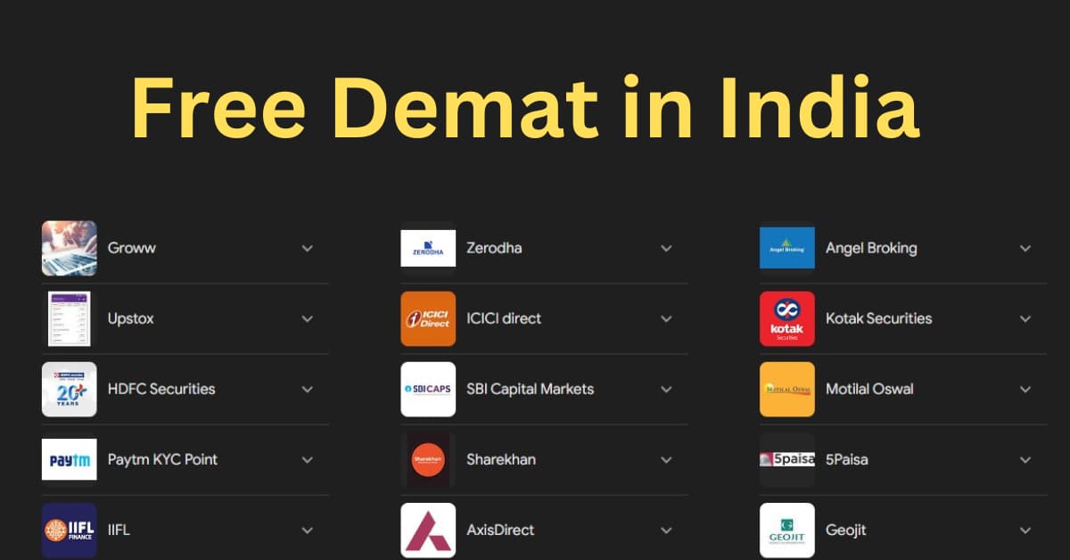 Free Demat in India – no 1 broker list full info