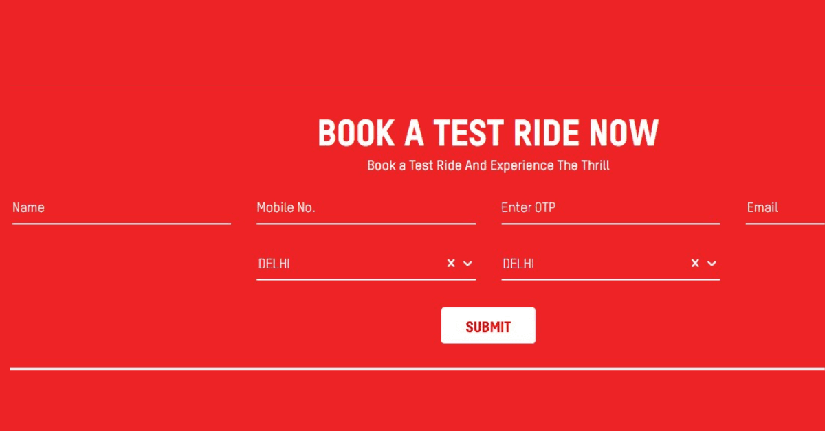 BOOK A TEST RIDE NOW 